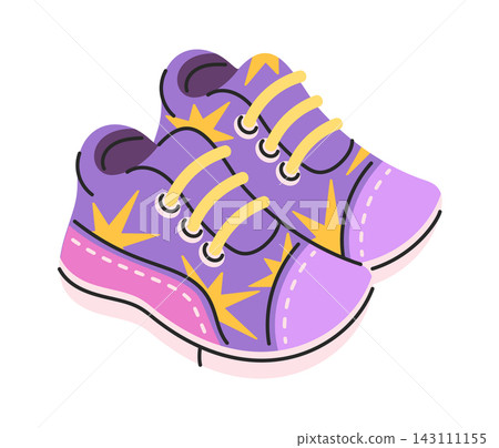 Sneaker Pair With Star Pattern Cartoon Style Sneaker Pair With Star Pattern Cartoon Style 143111155