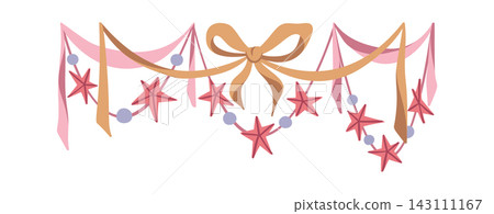 Garland Hanging With Bow Cartoon Style Garland Hanging With Bow Cartoon Style 143111167