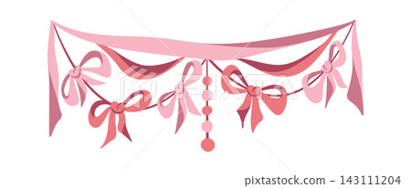 Garland With Bows Hanging Decorative Cartoon Garland With Bows Hanging Decorative Cartoon 143111204
