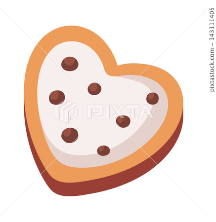Cookie Heart With Chips Cartoon Style Cookie Heart With Chips Cartoon Style 143111405