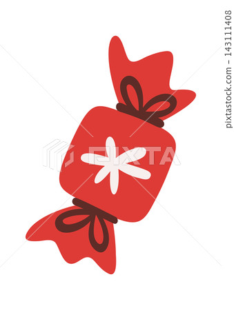 Candy Wrapped Sweet With Snowflake Motif Cartoon Candy Wrapped Sweet With Snowflake Motif Cartoon 143111408