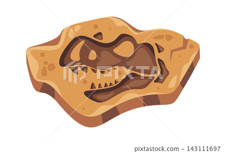 Fossil Skull In Rock Cartoon Style Fossil Skull In Rock Cartoon Style 143111697