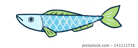 Sardine Swimming With Pattern Cartoon Style Sardine Swimming With Pattern Cartoon Style 143111738
