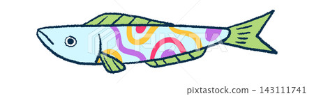 Sardine Swimming With Psychedelic Pattern Cartoon Sardine Swimming With Psychedelic Pattern Cartoon 143111741
