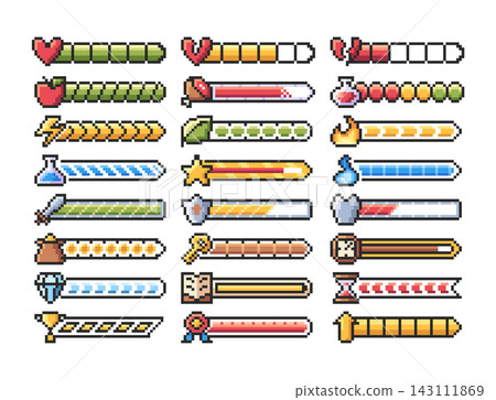 Loading Bar Game HUD Pixel Set Loading Bar Game HUD Pixel Set 143111869