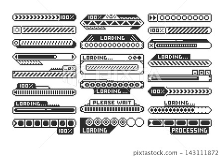Loading Bar Set Retro Pixel UI 143111872