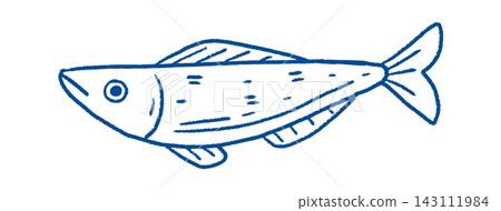 Sardine Swimming Side View Line Art Sardine Swimming Side View Line Art 143111984