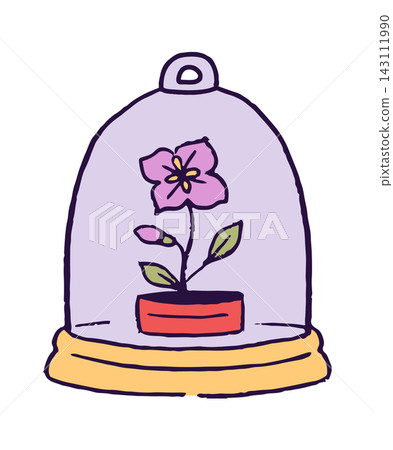Flower Terrarium Under Glass Dome Cartoon Flower Terrarium Under Glass Dome Cartoon 143111990