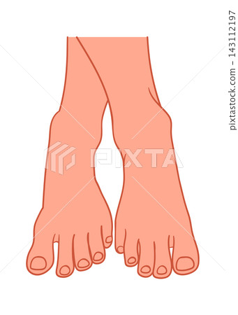 Foot Crossing Toes Relaxed Cartoon Style Foot Crossing Toes Relaxed Cartoon Style 143112197