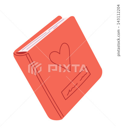 Book With Heart Emblem Tilted Cartoon Book With Heart Emblem Tilted Cartoon 143112204