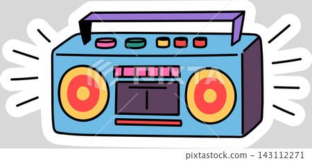 Boombox Playing Music Retro Cartoon Boombox Playing Music Retro Cartoon 143112271