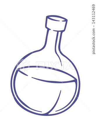 Flask With Liquid Laboratory Doodle Line Art Flask With Liquid Laboratory Doodle Line Art 143112469