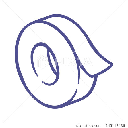 Tape Roll Unwinding Line Art Doodle Tape Roll Unwinding Line Art Doodle 143112486