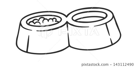 Bowl Feeding Pet Food Line Art Bowl Feeding Pet Food Line Art 143112490