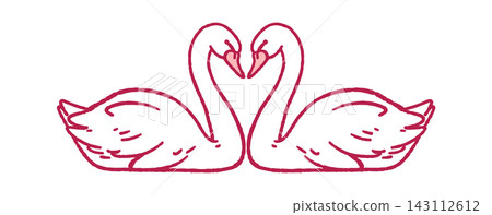 Swan Pair Forming Heart Line Art Swan Pair Forming Heart Line Art 143112612