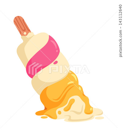 Ice Cream Falling And Melting Cartoon Style Ice Cream Falling And Melting Cartoon Style 143112640