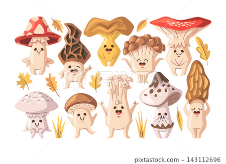 Mushroom Characters Collection Autumn Cartoon Mushroom Characters Collection Autumn Cartoon 143112696
