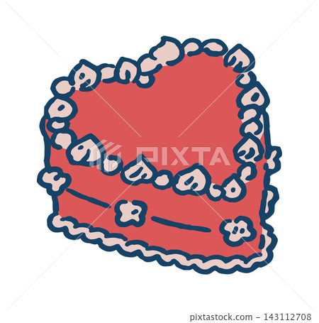Cake Heart Shape With Cream Doodle Style 143112708