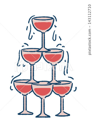 Champagne Tower Overflowing Toast Hand Drawn Champagne Tower Overflowing Toast Hand Drawn 143112710