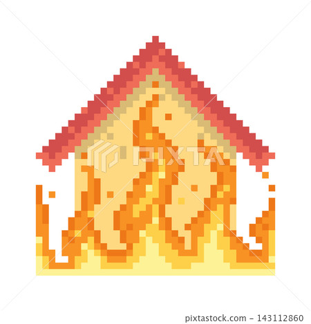House Burning With Flames Pixel Art 143112860