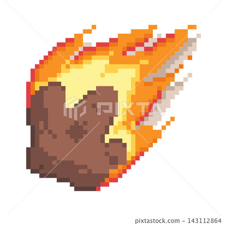 Meteor Falling With Flames Pixel Art Meteor Falling With Flames Pixel Art 143112864