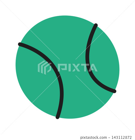 Tennis Ball With Curved Seams Cartoon Tennis Ball With Curved Seams Cartoon 143112872