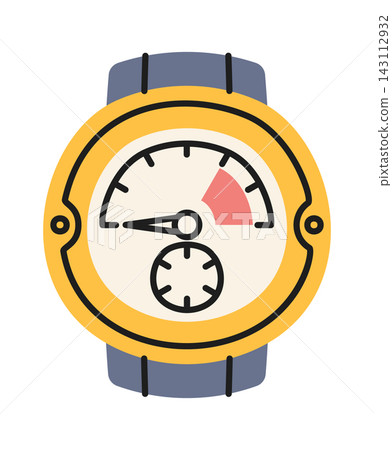 Dive Gauge Monitoring Pressure Cartoon Style Dive Gauge Monitoring Pressure Cartoon Style 143112932