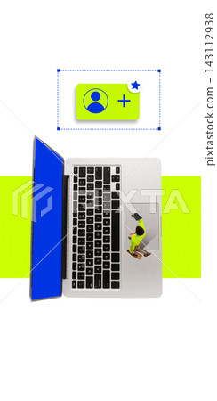 Customer acquisition workflow on laptop with user profile selection interface Customer acquisition workflow on laptop with user profile selection interface 143112938