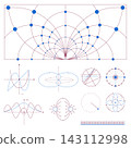 Mathematical geometry sheet with orbital trajectories, waveforms and scientific construction diagrams Mathematical geometry sheet with orbital trajectories, waveforms and scientific construction diagrams 143112998