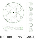 Abstract orbital sphere with intersecting trajectories and geometric construction Abstract orbital sphere with intersecting trajectories and geometric construction 143113003