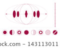 Abstract geometric orbital diagram with symmetrical elliptical paths and scientific visualization Abstract geometric orbital diagram with symmetrical elliptical paths and scientific visualization 143113011