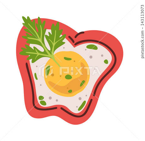 Egg On Toast Breakfast Cartoon Style 143113073