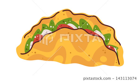 Taco Filled With Salsa And Greens Cartoon Taco Filled With Salsa And Greens Cartoon 143113074