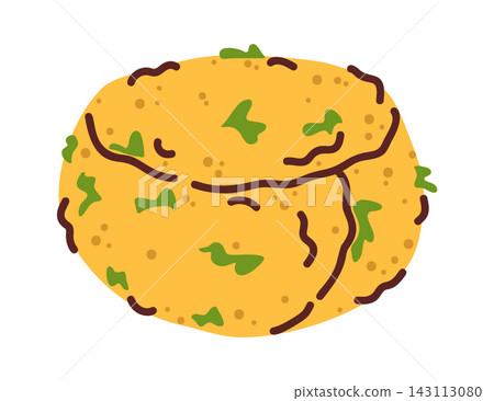 Omelette Patty With Herbs Cartoon Style Omelette Patty With Herbs Cartoon Style 143113080