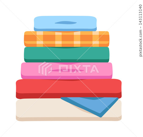 Towel Stack Laundry Pile Cartoon Style Towel Stack Laundry Pile Cartoon Style 143113140