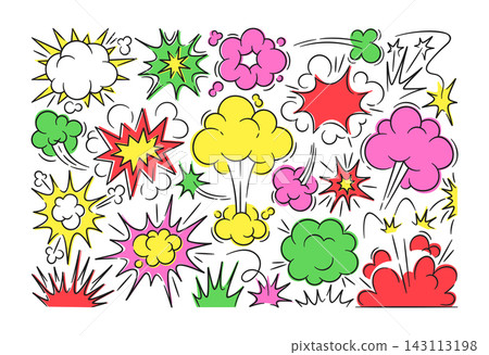 Explosion Comic Bubble Set Hand Drawn Explosion Comic Bubble Set Hand Drawn 143113198
