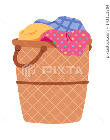 Laundry Basket Overflowing Clothes Household Cartoon Laundry Basket Overflowing Clothes Household Cartoon 143113204