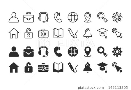 Icon Set Mixed Interface Symbols Line Art Icon Set Mixed Interface Symbols Line Art 143113205