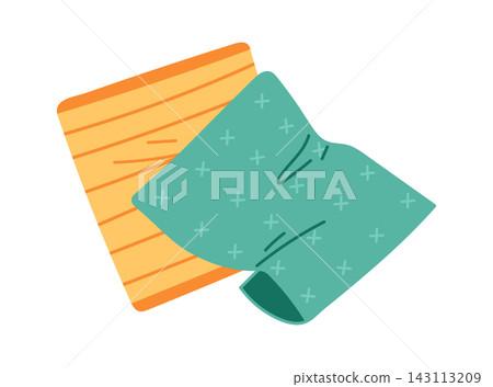 Sponge And Cloth Household Cleaning Cartoon 143113209