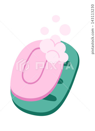 Soap Bar With Foam Bubbles Cartoon Soap Bar With Foam Bubbles Cartoon 143113230