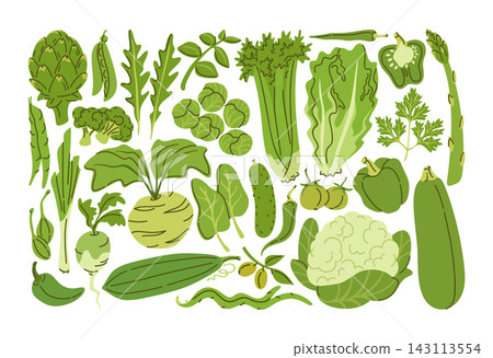 Vegetable Collection Assortment Set Line Art Vegetable Collection Assortment Set Line Art 143113554