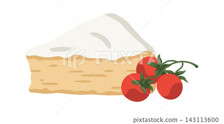 Cheese Wedge With Tomato Garnish Cartoon Cheese Wedge With Tomato Garnish Cartoon 143113600