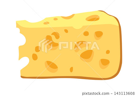 Cheese Slice With Holes Cartoon Style 143113608