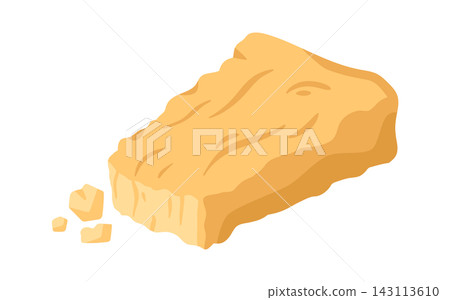 Cheese Block Crumbling With Crumbs Cartoon Cheese Block Crumbling With Crumbs Cartoon 143113610