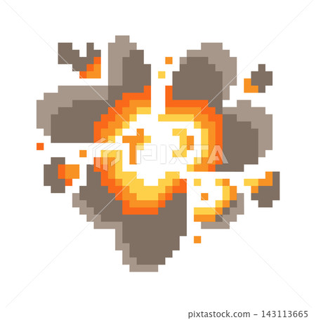 Explosion Pixel Blast With Smoke Retro Explosion Pixel Blast With Smoke Retro 143113665
