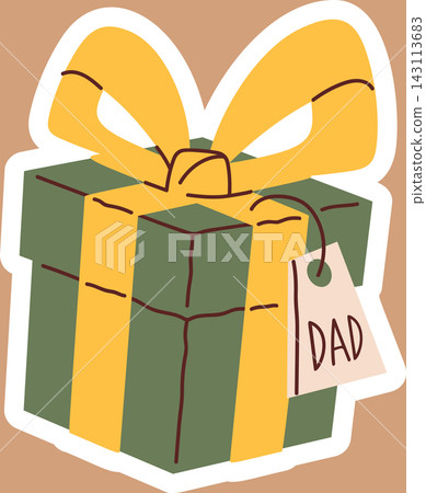 Gift Box With Tag Dad Doodle Style Gift Box With Tag Dad Doodle Style 143113683