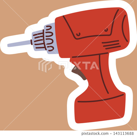 Drill Handheld Power Tool Sticker Cartoon Drill Handheld Power Tool Sticker Cartoon 143113688
