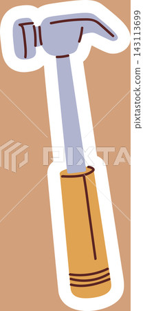 Hammer With Wooden Handle Sticker Style Hammer With Wooden Handle Sticker Style 143113699