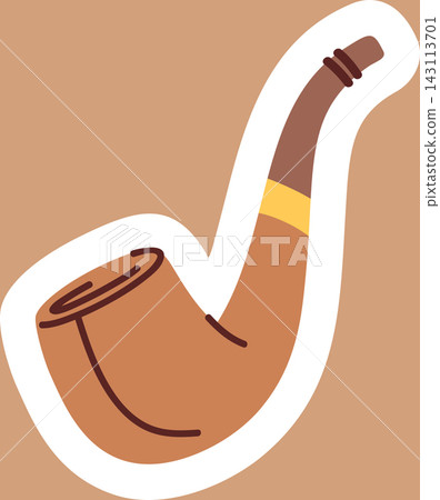 Pipe Tobacco Smoking Sticker Cartoon Style Pipe Tobacco Smoking Sticker Cartoon Style 143113701
