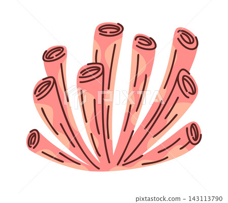Tube Coral Cluster Marine Element Cartoon Style Tube Coral Cluster Marine Element Cartoon Style 143113790